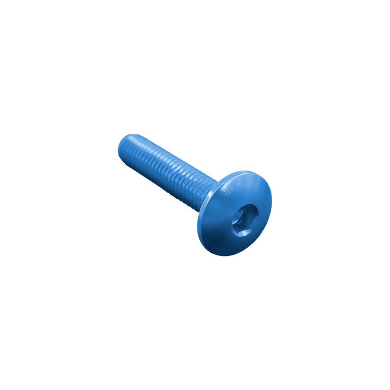 Button Head Ergal Cl 002 M6 L. 10 Head Ø14  Ergal (7075 T6) Cobalto