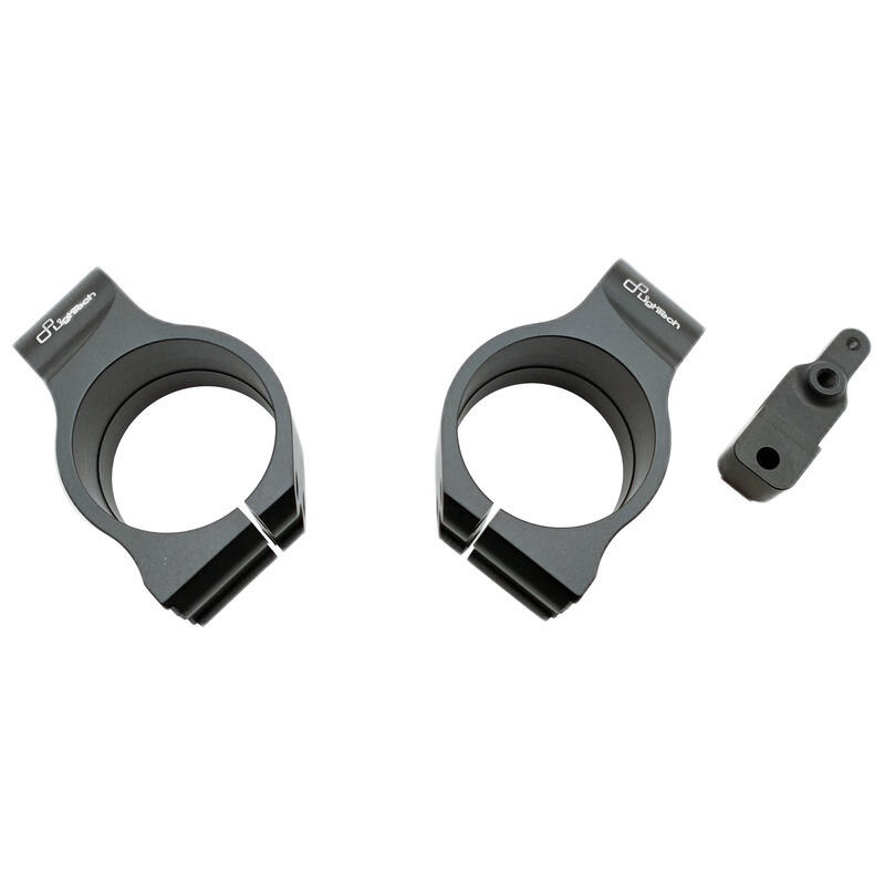 Pair of Handlebar Clip-Ons with Steering Damper Support for Ducati Nero