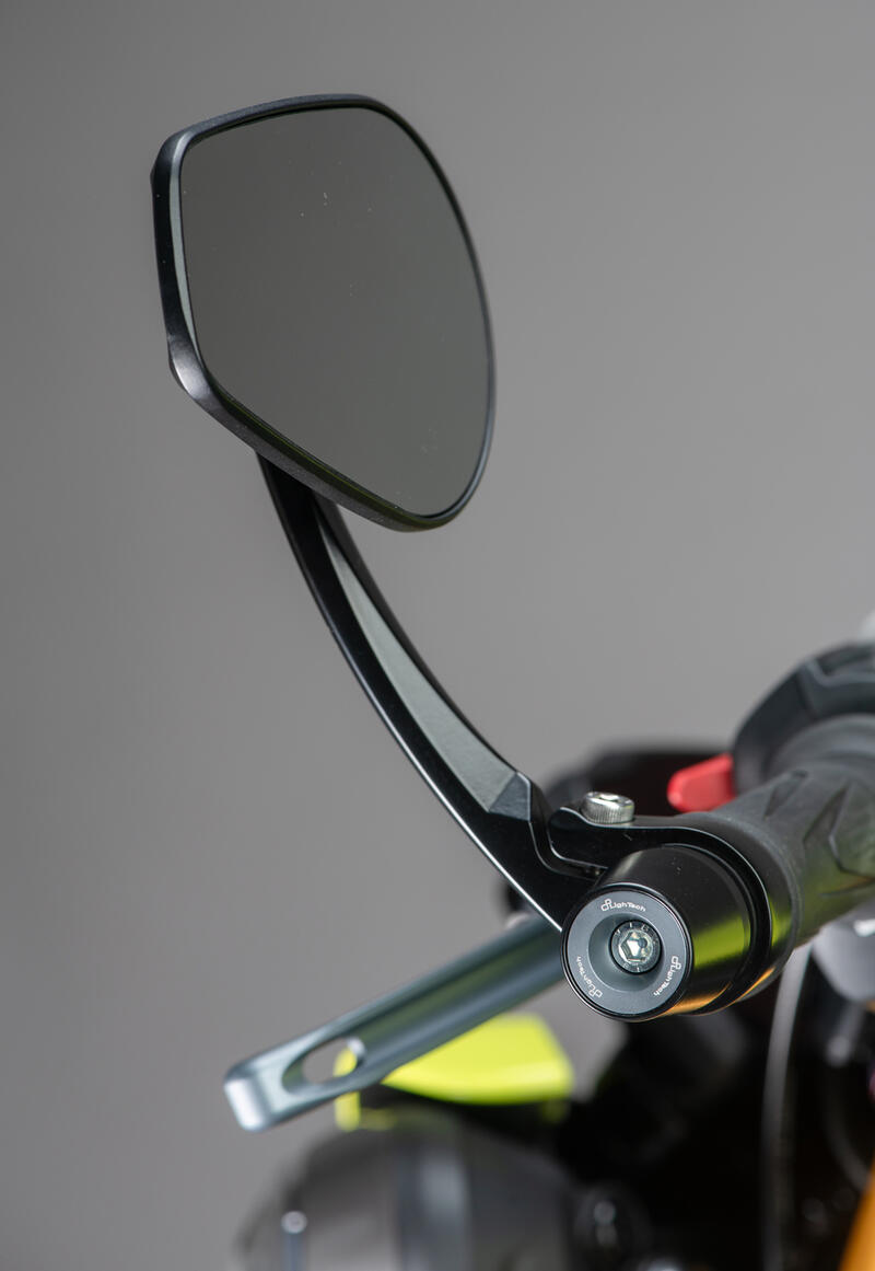 Pair of Aluminium-Carbon Mirrors (Bar-End Fix) for Yamaha, Bmw, Ktm, Triumph Nero