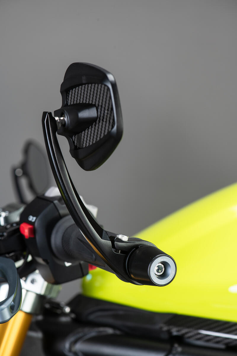 Pair of Aluminium-Carbon Mirrors (Bar-End Fix) for Yamaha, Bmw, Ktm, Triumph Nero