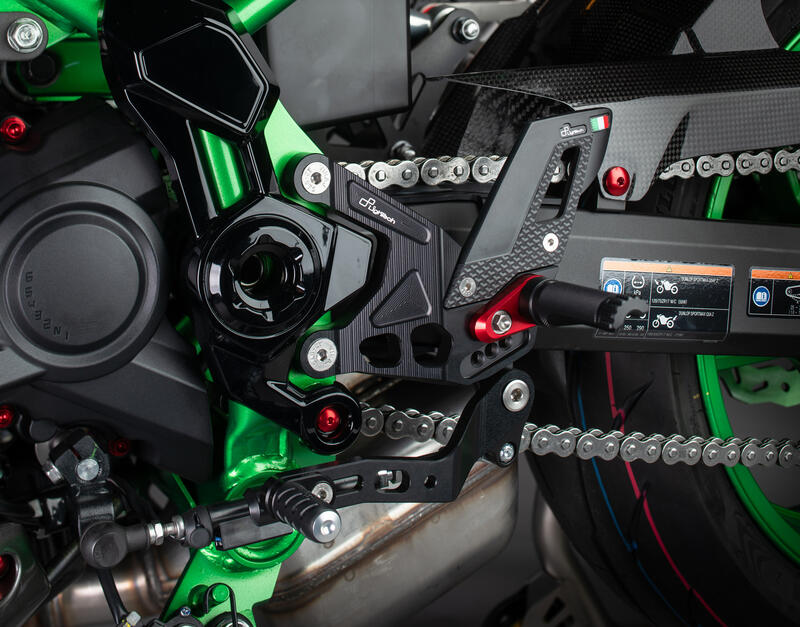 Pedane Regolabili Con Poggia Piedi Fissi per Kawasaki Nero