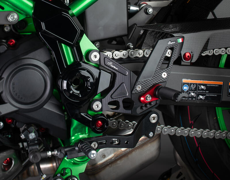 Pedane Regolabili Con Poggia Piedi Fissi per Kawasaki Nero