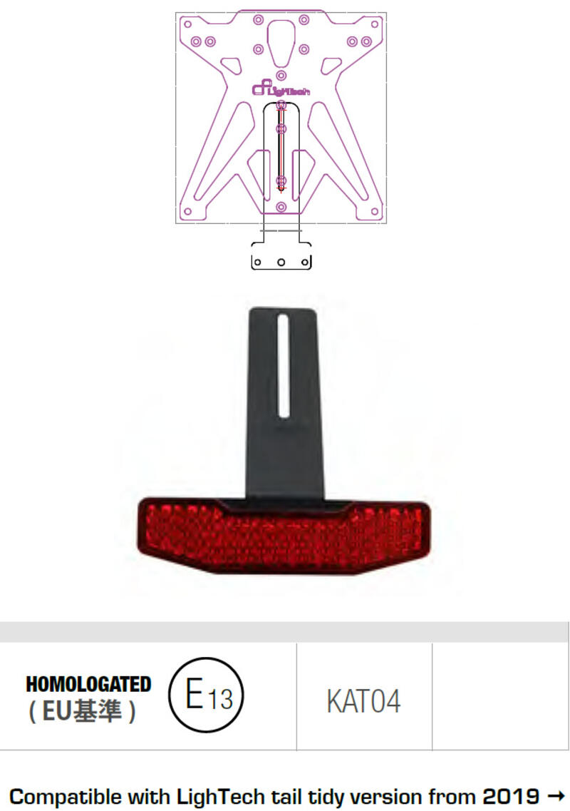 Catadriotto Con Supporto Specifico Per Portatarga Lightech Dal 2018 (Omologazione E13) Rosso